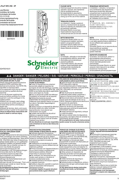 schneider施耐德LEAFLET FUSE MONITOR ISFL3P SWITCH. KIT